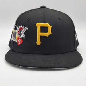 Pirates City Cluster Hat 7 1/4 New Era 59FIFTY Black Fitted MLB 5950 Team Logo